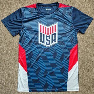 TEAM USA SOCCER Jersey T-Shirt Mens Small Blue Screen Print Logo National Team